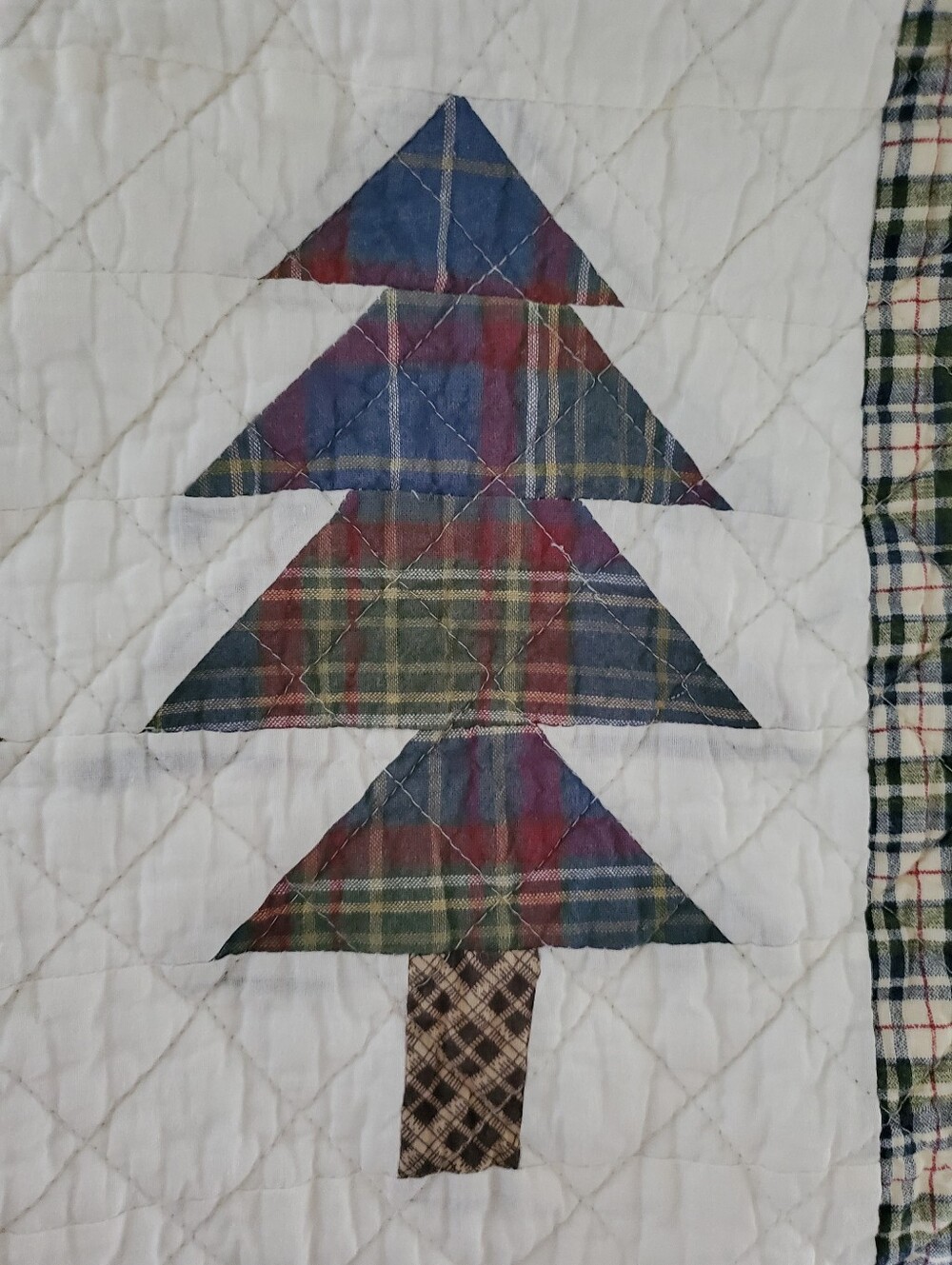 Two Quilted Tree Accent Pillow Shams Standard Patchwork Rustic Christmas Tree - Picture 10 of 14